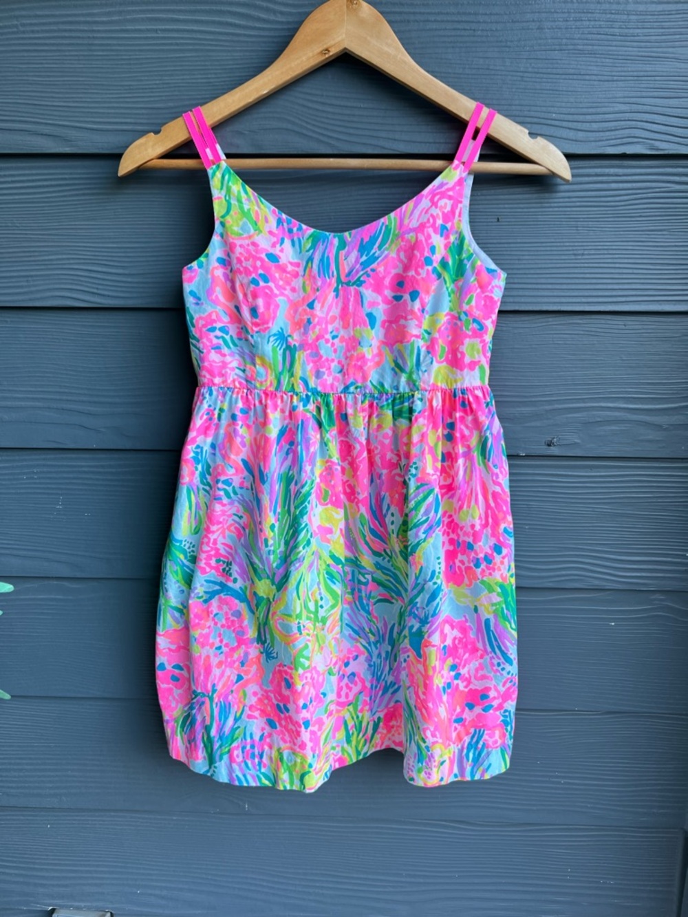 Lilly Pulitzer Girls' Bright Pink Sleeveless Floral Sundress Size 10